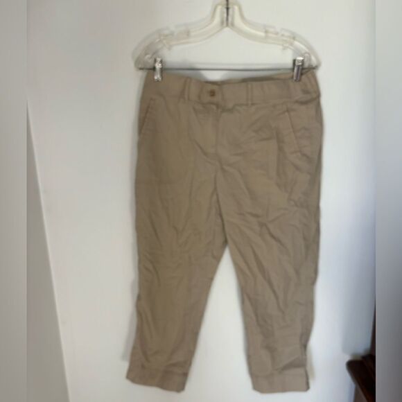 Chico’s tan cropped pants Chico’s size one standard size 8 98% cotton - Picture 1 of 7